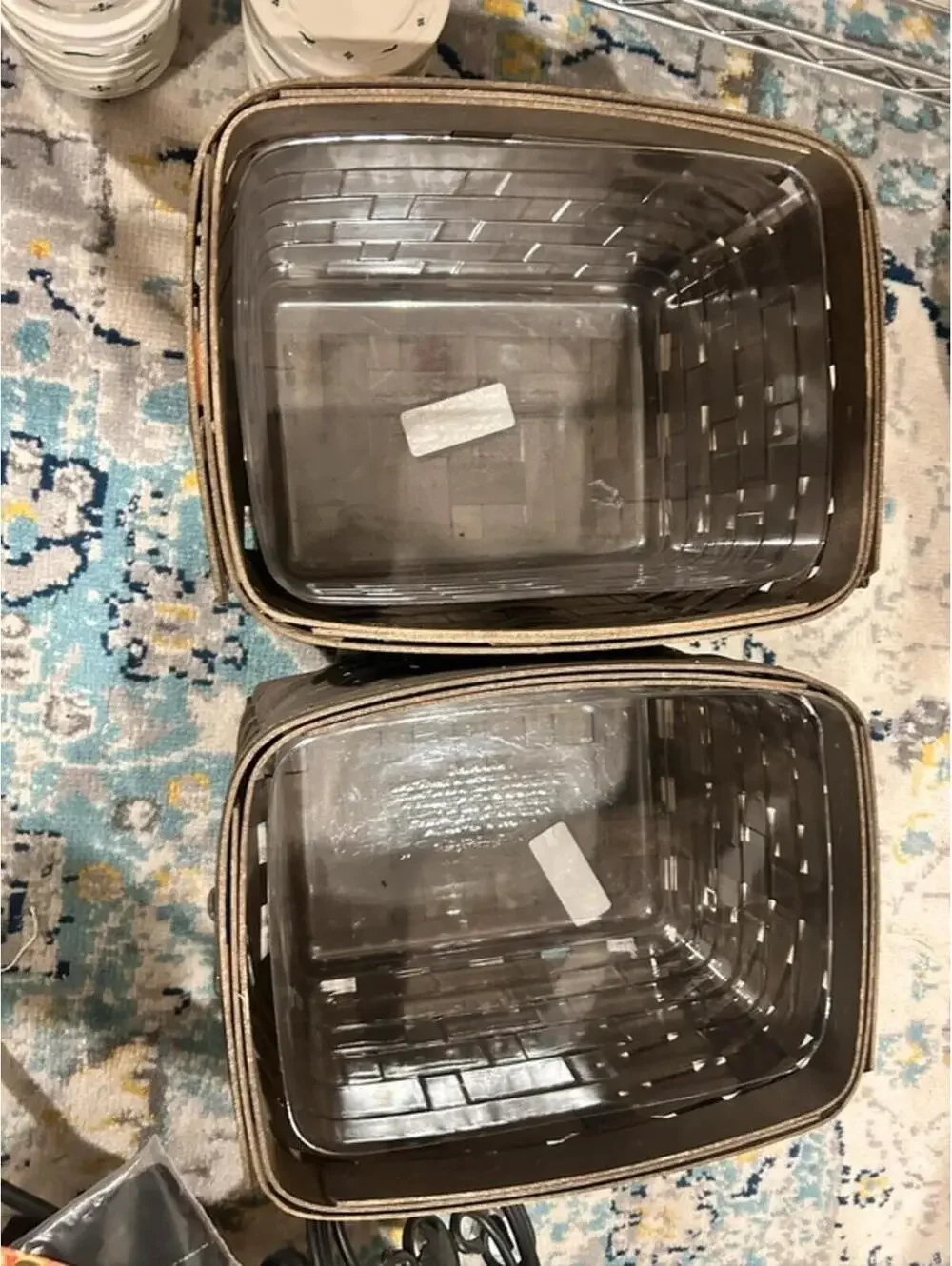 Longaberger Baskets rectangle bin deep brown set of 2